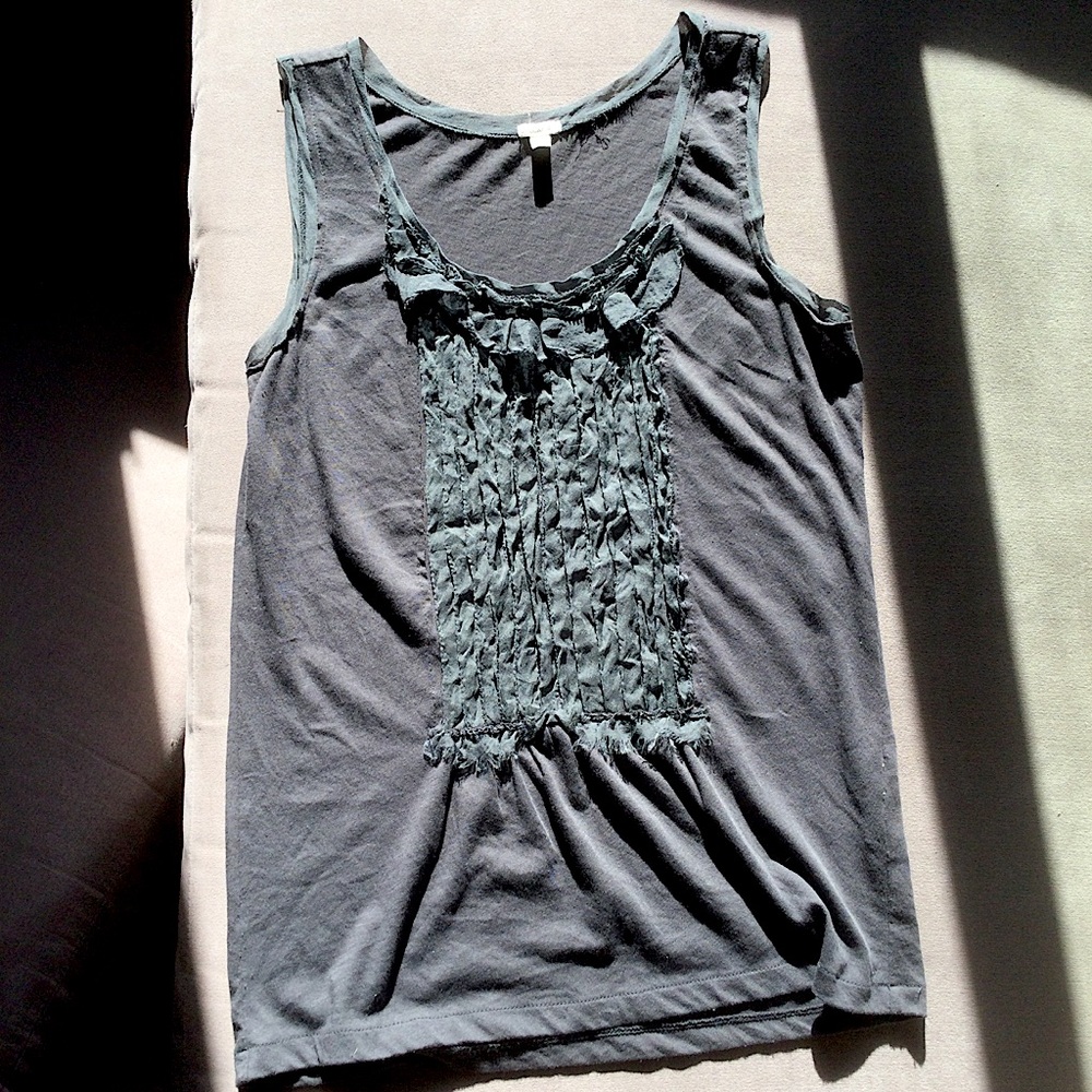 J. Crew gray silk ruffle tank